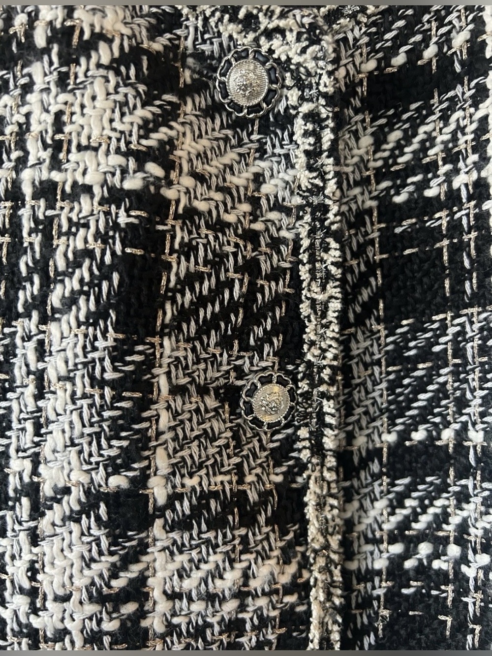 ADRIANNA PAPELL Black White Tweed Boulce Blazer Jacket Small Old Money Parisian - Picture 4 of 11